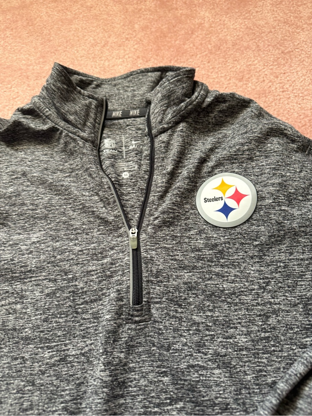 Nike Charcoal Heather Quarter-Zip with Steelers Emblem
